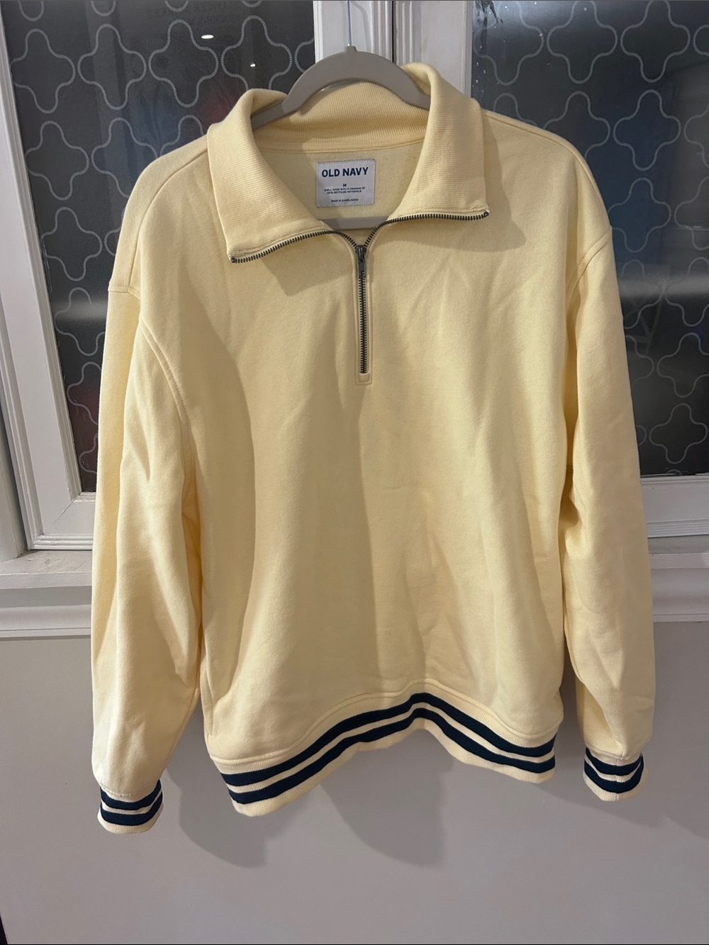 Old Navy Men's Pale Yellow Quarter-Zip Pullover Sweatshirt